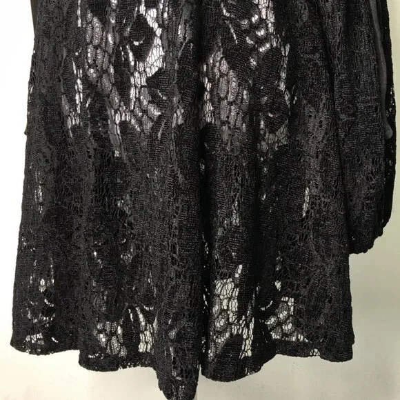 New Free People Women's Black Boho Lace Long Sleeve Dress Size Small - Picture 10 of 15